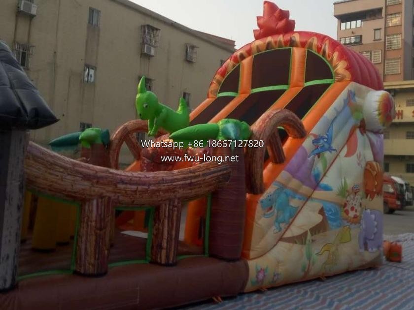 Internal slide and bounce area detail of forest animal inflatable play city.jpg