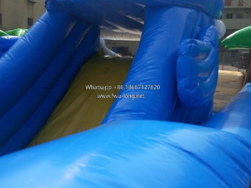 Reinforced stitching and soft safety buffer edge close-up of pirate themed inflatable city (1).jpg