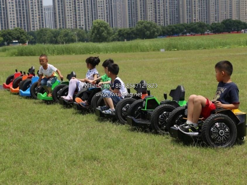 Kids driving grass bumper car on park lawn outdoor scene.JPG