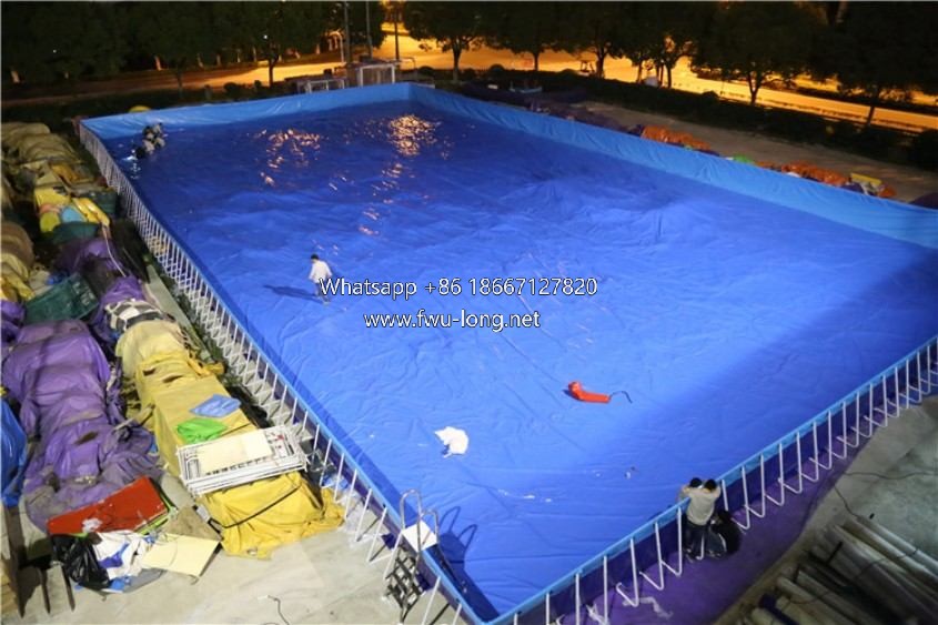 Custom printed logo frame pool running scene at resort water amusement zone.JPG