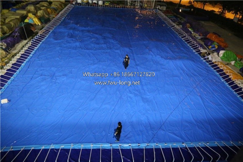 Full assembled large commercial steel frame swimming pool outdoor layout.JPG