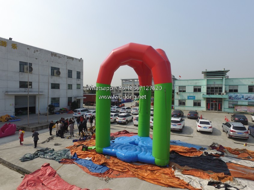 Full view of four arch column commercial inflatable bungee trampoline.JPG